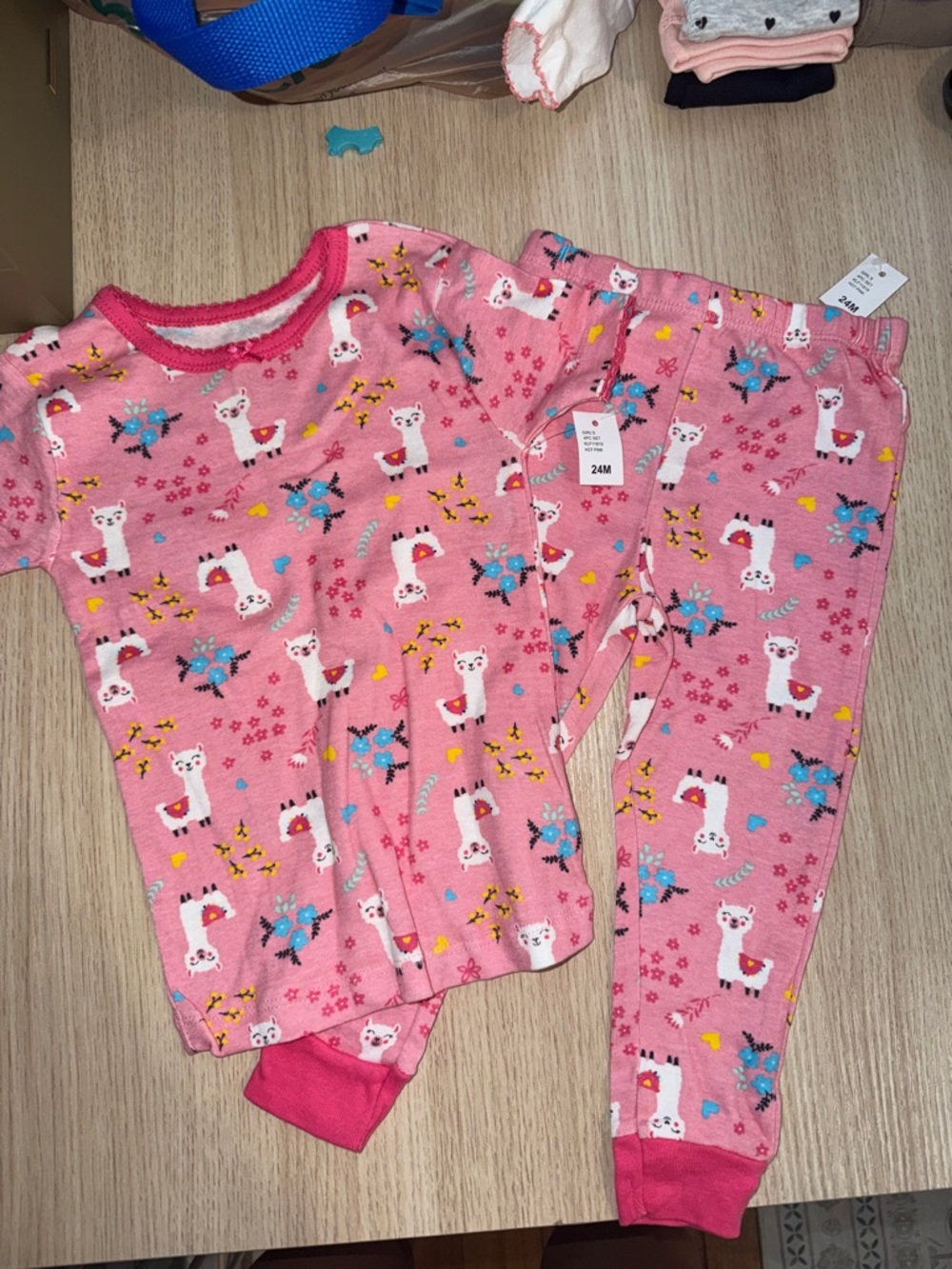 Koala Kids Pink Llama & Flower Print Pajama Set